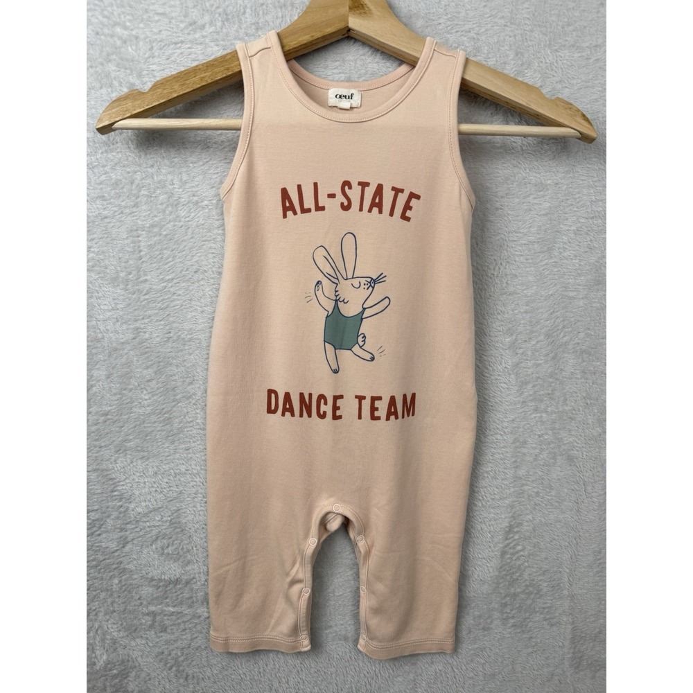 Oeuf Organic Cotton 24M Baby One Piece All State Dance Team Bunny Graphic Romper